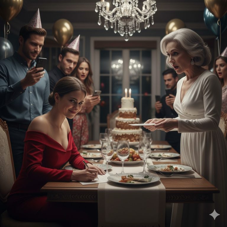 Suegra le da papeles de divorcio en su fiesta; nuera firma al instante y revela venganza inesperada